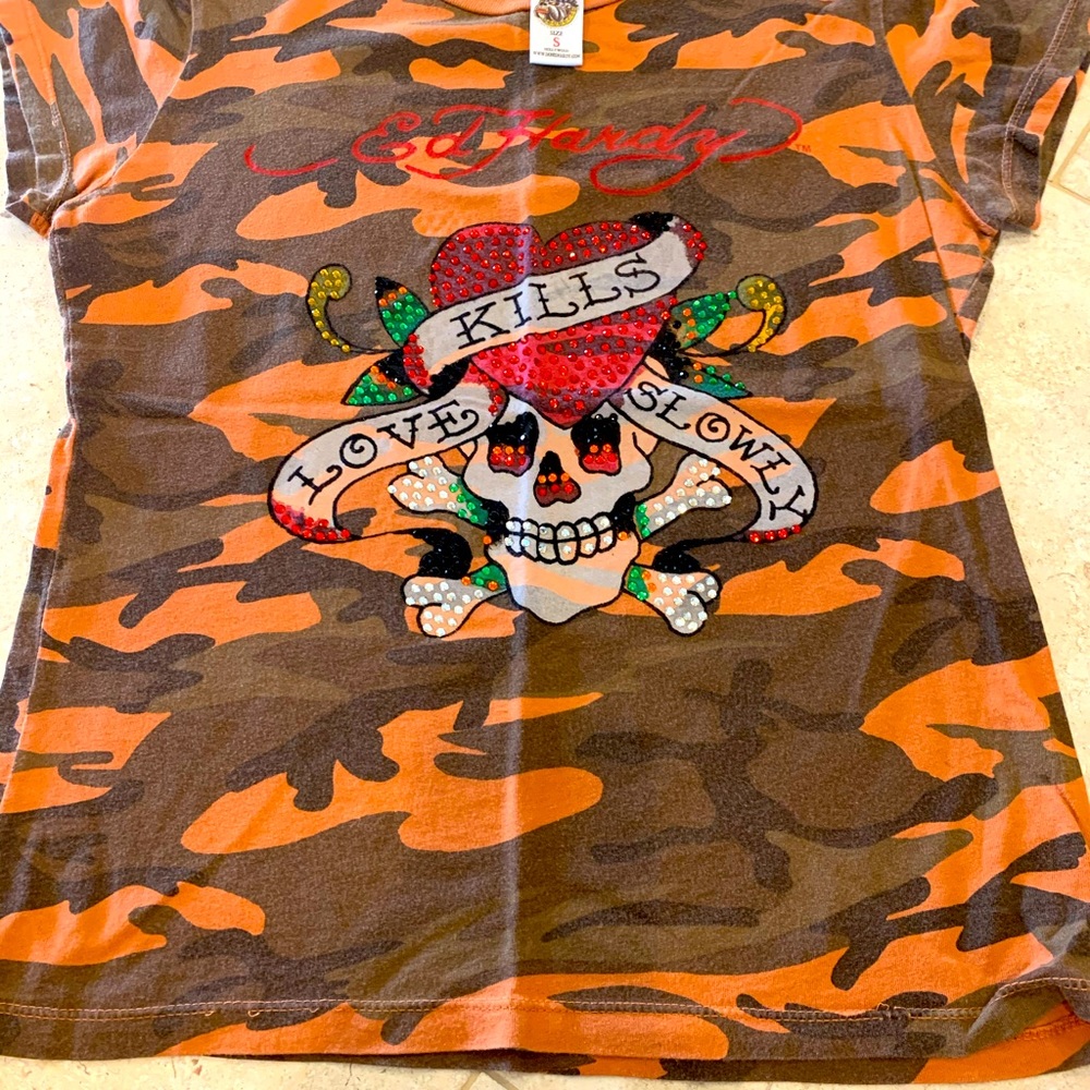 Ed Hardy camo Love Kills Slowly shirt